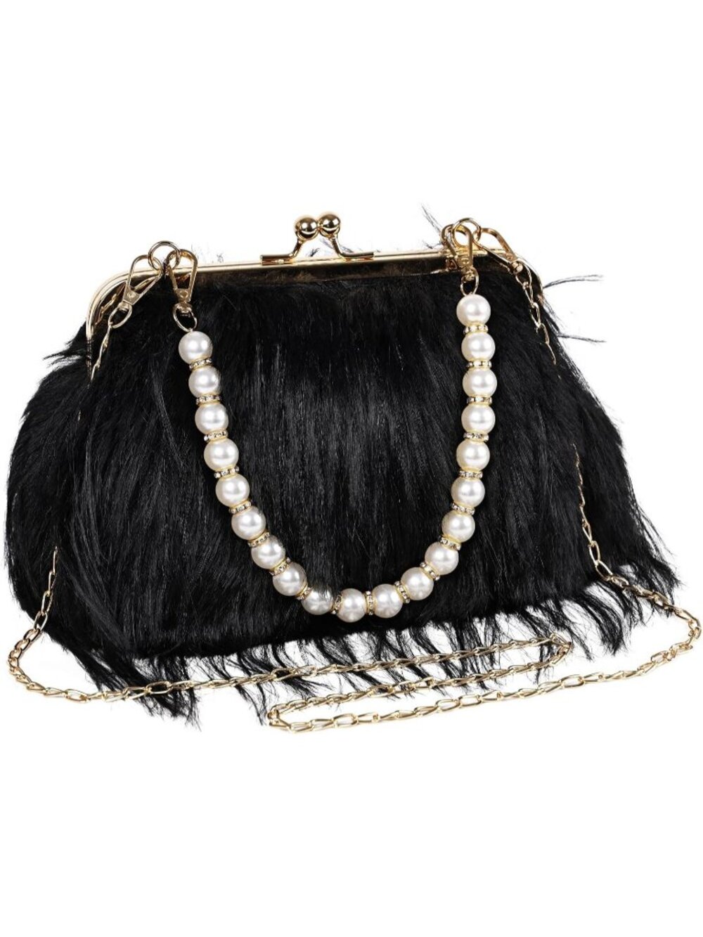 Women's Black Clutch Purses Fluffy Feather Banquet Evening Crossbody Bag - Picture 1 of 6